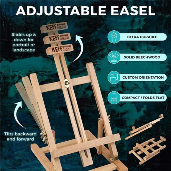 Acrylic Paint Set for Adults - Art Painting Supplies Kit with Tabletop Easel - Picture 6 of 7